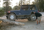Johnny's Jeep on the articulation test ramp