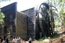 Water turning the wheel at Bale Grist Mill