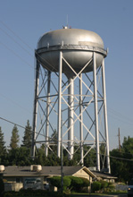 Modern water tower on Villa Avenue