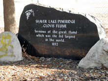 Terminus of the flume that carried lumber from the mountains to Clovis