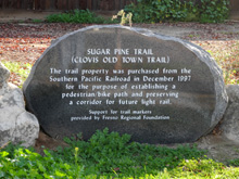 Marker at the northern end of the Clovis Old Town Trail