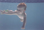 Mikie Liddle (about 1998) under water at Jan Thomas Swim School, Clovis CA
