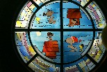 Stained glass window, Peanuts Museum, Santa Rosa CA