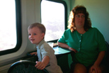 Mikie and mom on the train