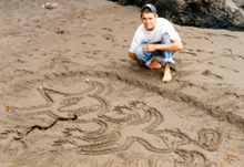 Sand art on an Oregon beach