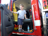Big thrill - standing in the fire truck at the Mariposa Fair